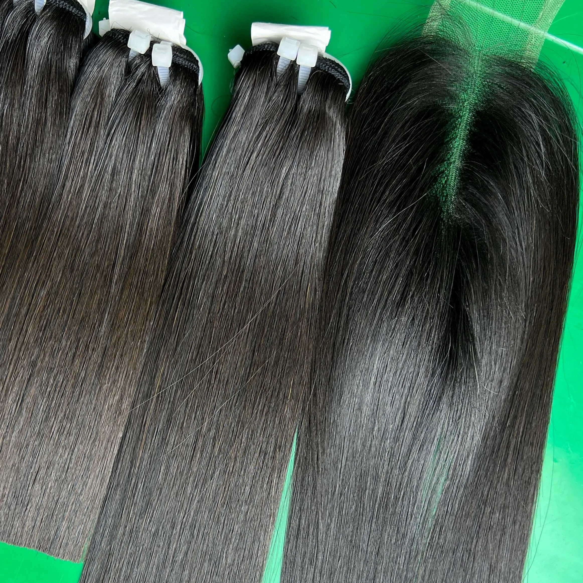 Vietnamese Double Drawn Machine Genius Weft Natural Color Hair Extensions Raw Hair Big Stock Bone Straight 8-30 Inches  Qhair