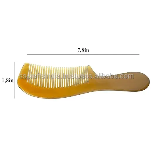 Professional 100% Natural Ox Horn Hair Comb Handmade Detangling Fine Tooth Carved Comb for Women Beauty Feature in Saloon