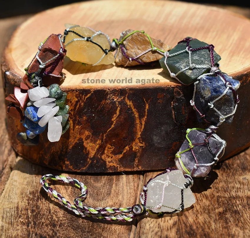  Натуральный 7 чакр необработанный камень подвеска для автомобиля Хрустальный драгоценный подвесное украшение дома