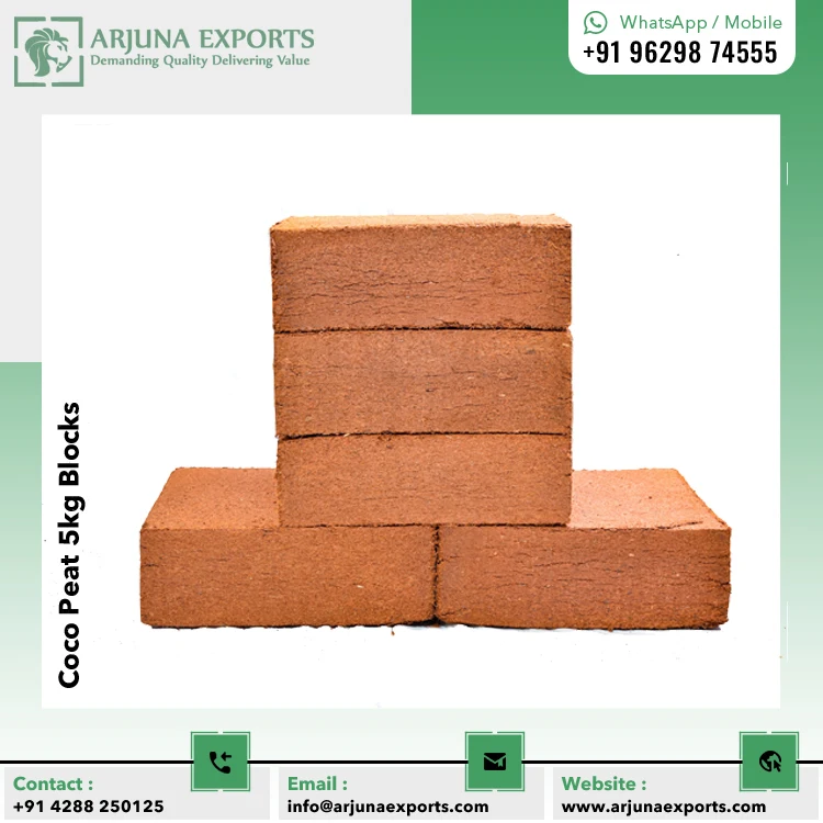 Superior Quality Coir Pith 5KG Blocks For Soilless Method of Cultivation at Best Price