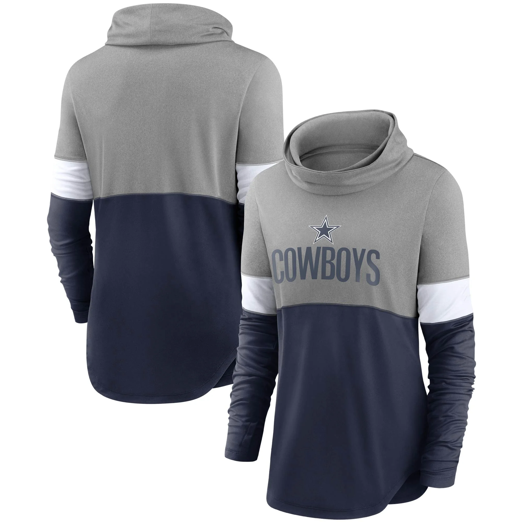 Женский пуловер с воротником-хомутом и длинным рукавом