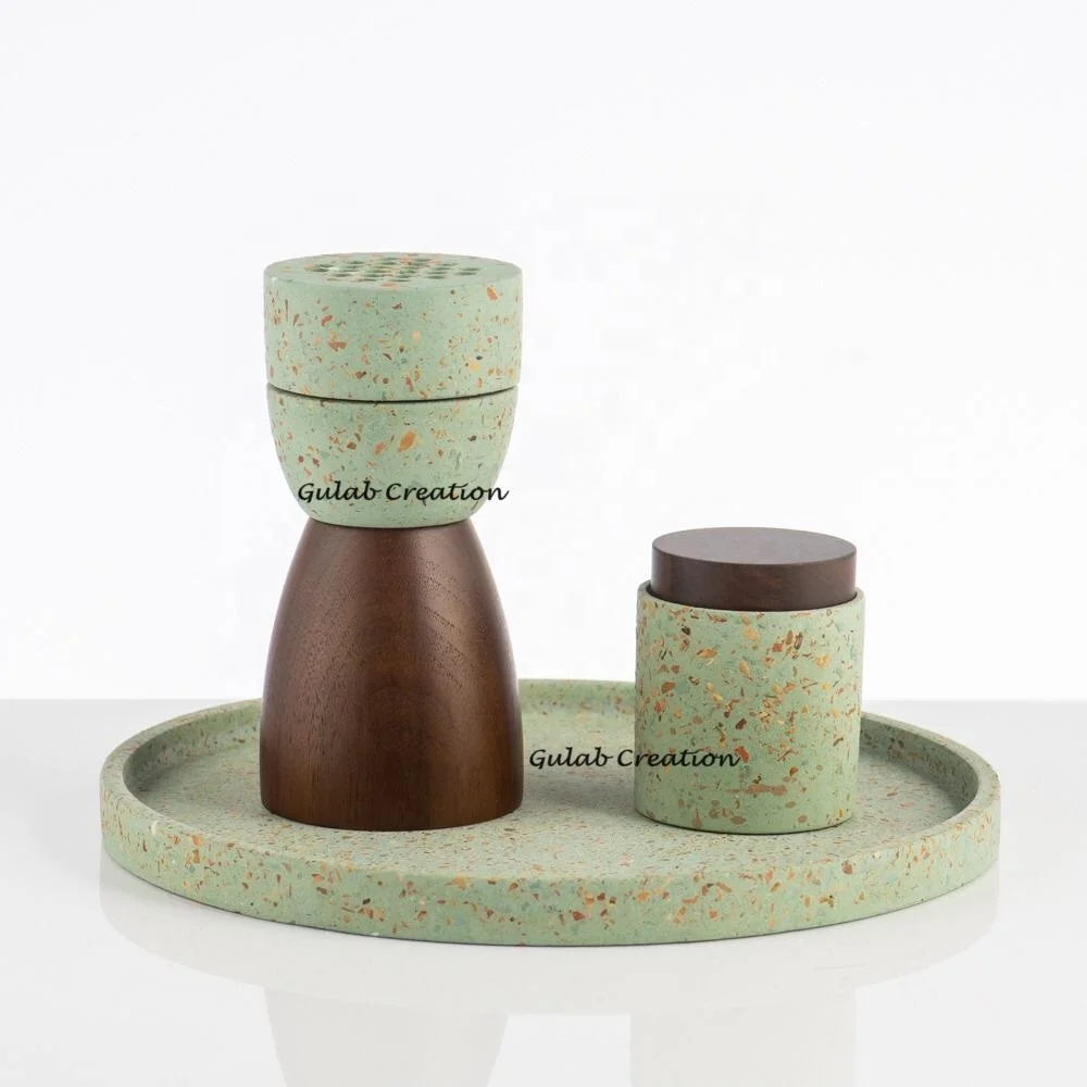 NEW ARRIVAL 2025 PREMIUM QUALITY HANDMADE MUBKHAR LEVEL GRAY TERRAZZO BAKHOOR SET