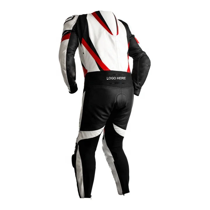 
OEM One Piece White And Black Motorbike Leather Racing Suit Motorcycle Moto GP Protection Wear 