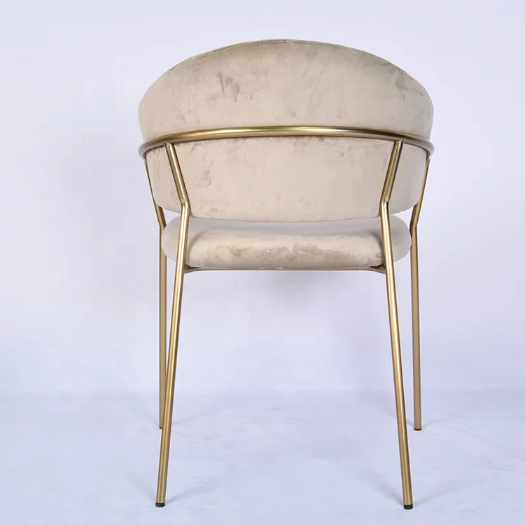 Hot Selling New Design Cheapest Home Restaurant Arm Chair Fabric Velvet Dining Arm Chair with Metal Legs