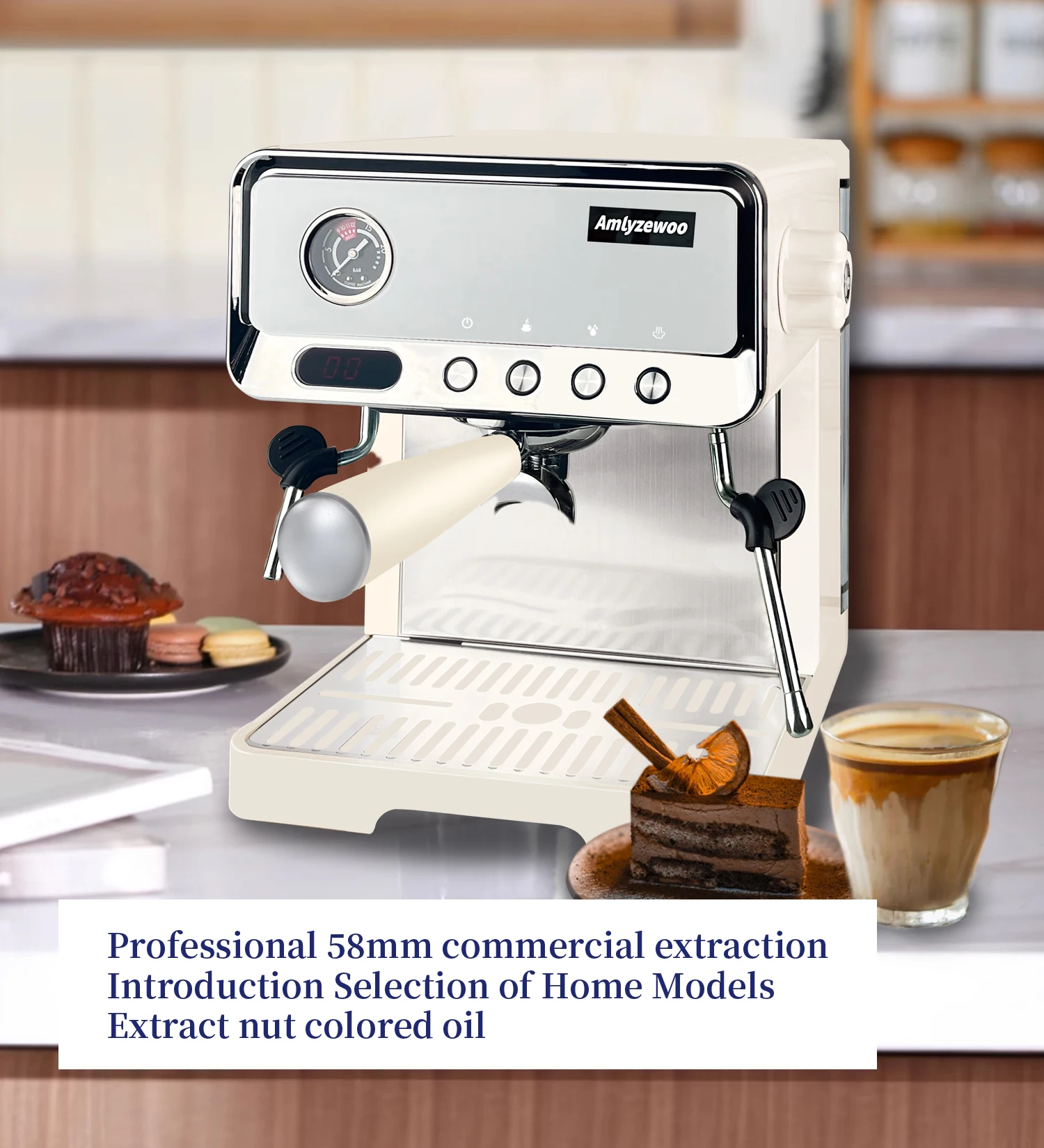 20 Bar Commercial and home Espresso Machine, Coffee Makere for Cappuccino, Latte, Espresso with Milk Steamer 1450W, Italian pump