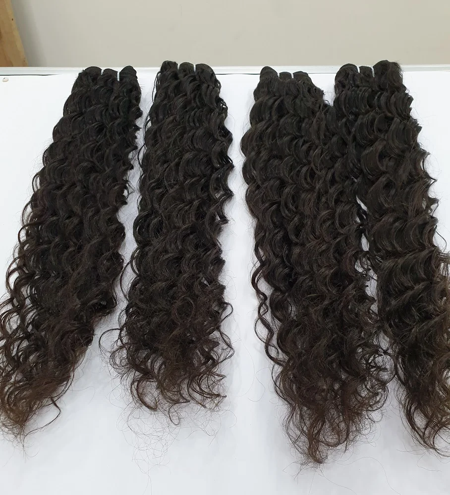 Wholesale human black virgin unprocessed hair bulk size 26 inches ,Top grade Indian Temple Hair Extensions
