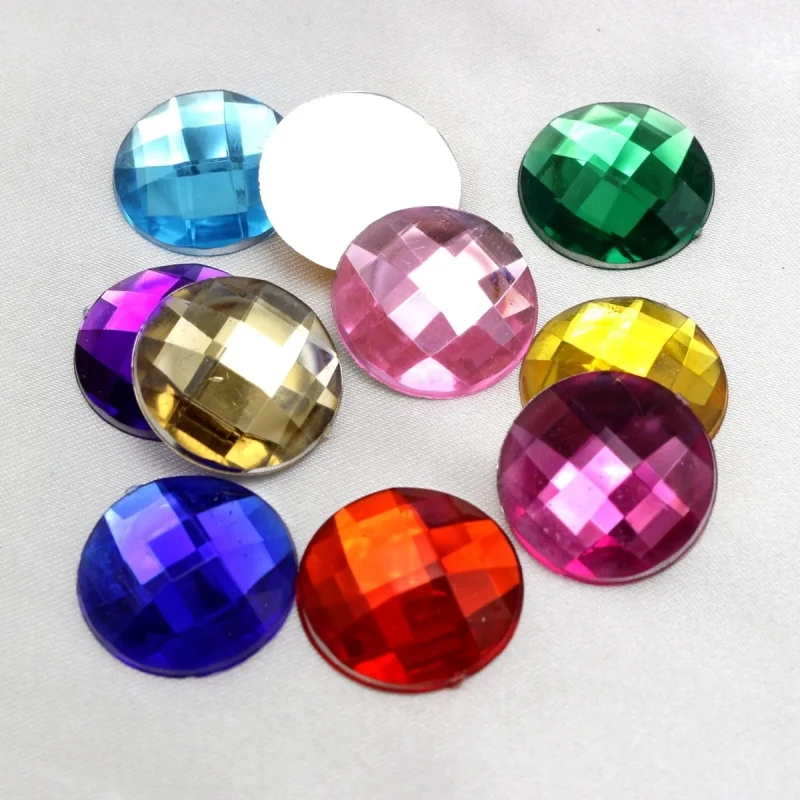 Flat Back no holes Round 3D Acrylic Gemstones Rhinestones Beads Acrylic Stones for Nail Art Garment Decoration