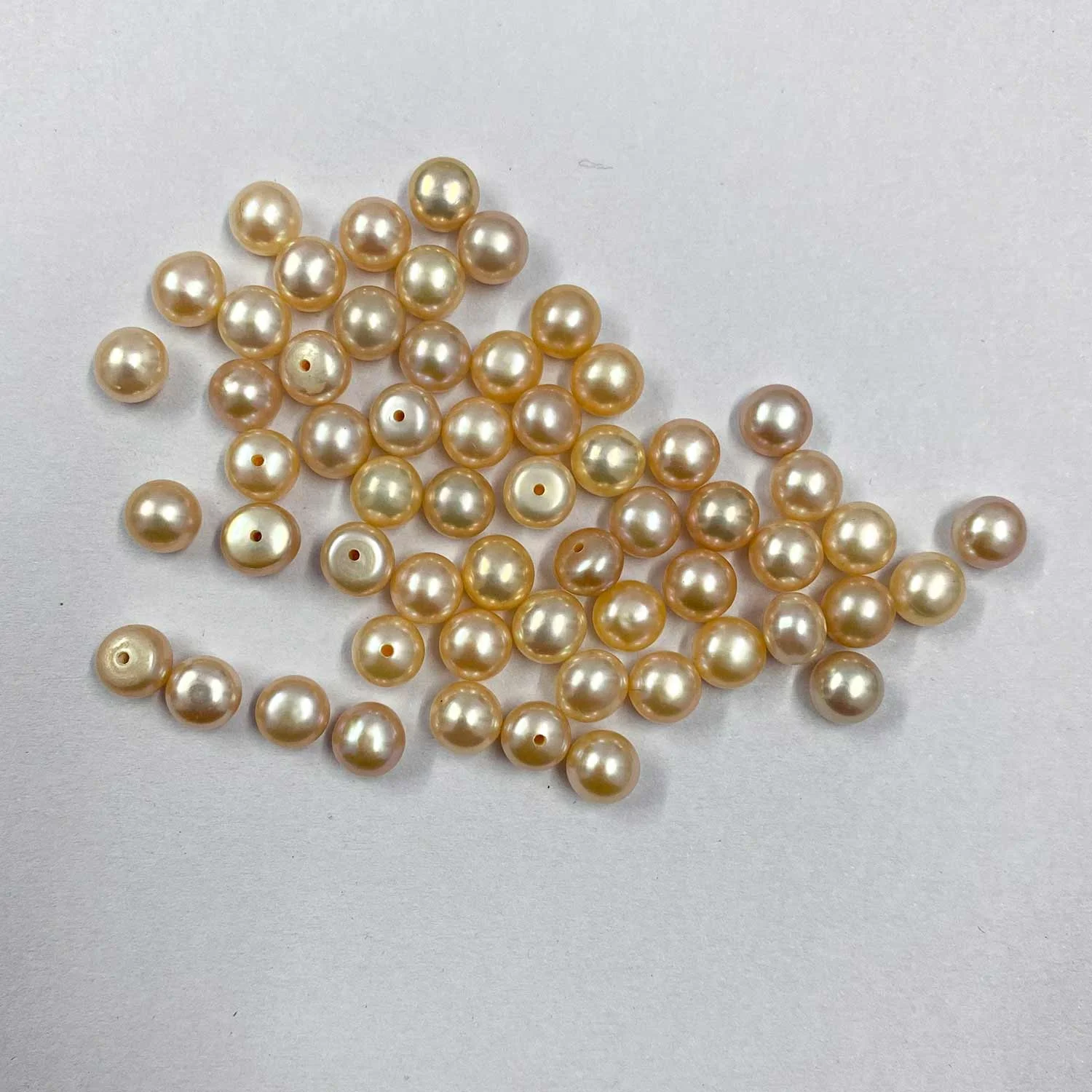 7mm Natural Yellow Color Freshwater Pearl Stone Flatback Round Shape Gemstone For Jewelry Making Factory Price From Manufacturer