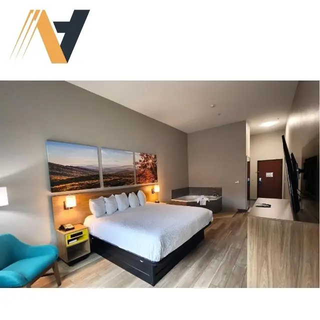 High-end hotel interior. OEM hotel project for Day Inn hotel. Specializing in providing wooden furniture for export.