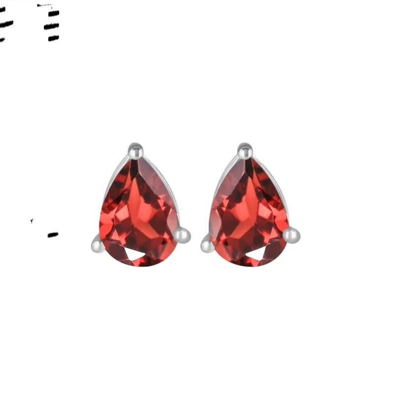 Wholesale Minimalist natural Gemstone Garnet Stone drop earring high quality 925 silver jewlery Indian Manufacturer