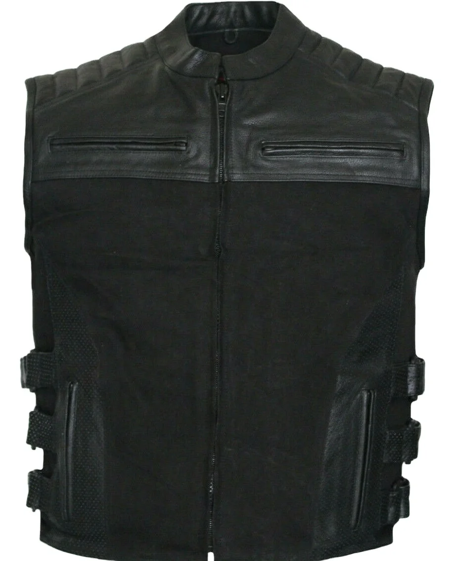 Best Selling  Motorcycle Leather Textile Men Women Vests OEM Factory Wholesales 2019 Men Biker Retro Motorcycle Waistcoat Male