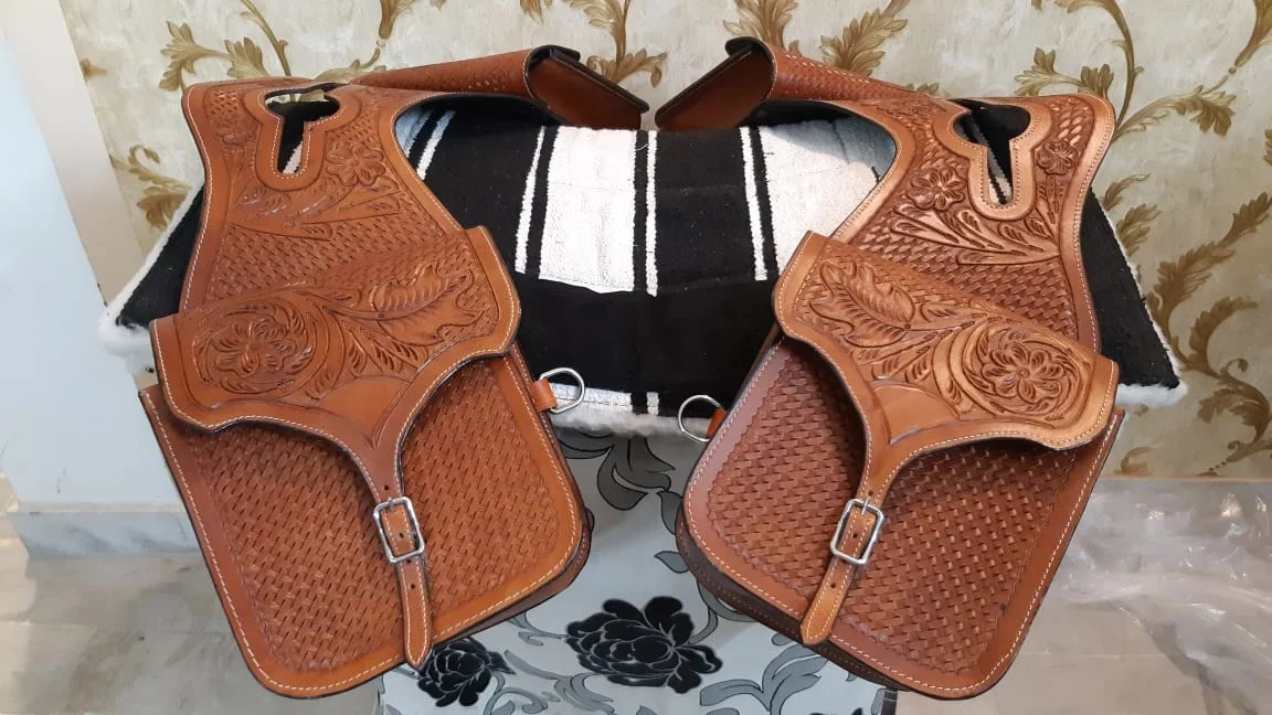 Best Offers Real Leather Western Designer Tooled Carved Horse Saddle Bag For Horse Set Low Prices By Suppliers
