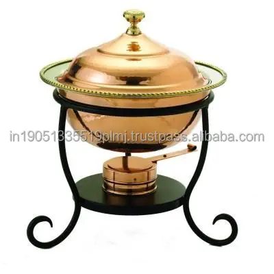 Used Food Brass Round 6L Chaffing Dishes Luxury Buffet Catering Dish With Iron Stand Best Quality Brass For Hotel and Restaurant