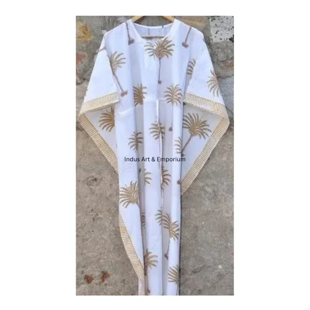 Wholesale Hand Block Printed Cotton kaftan block printed cotton beach kaftan