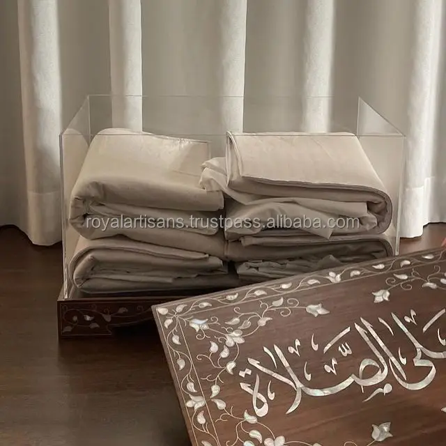 High Quality Custom Made Acrylic Gift Box Case Mother of Pearl Inlay With Wooden Lid Display Box