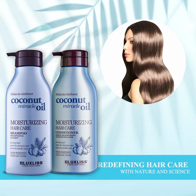 LUXLISS brand moisturizing hair care private label malaysia coconut miracle oil shampoo and conditioner for dry hair