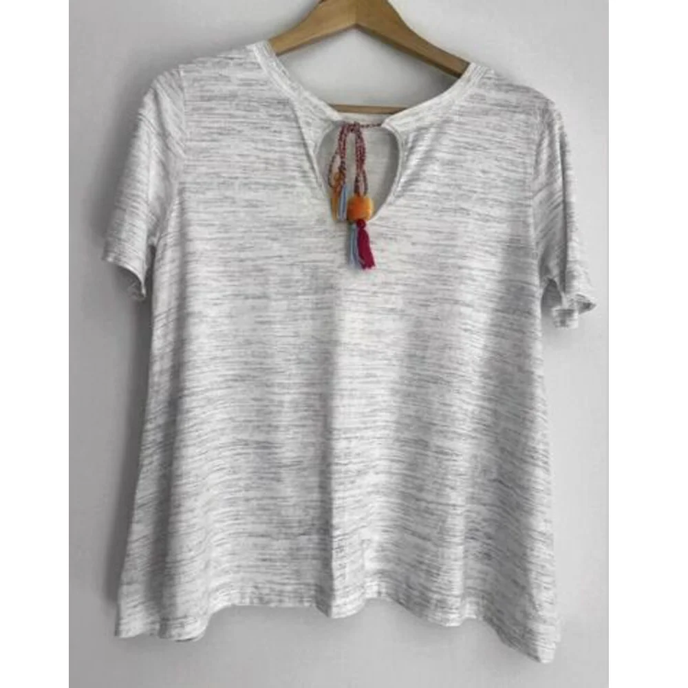 Women Swing Tee T-shirt With Pome Pome Tassels Size S Suit 8-12 100% Cotton with high quality and comparable price