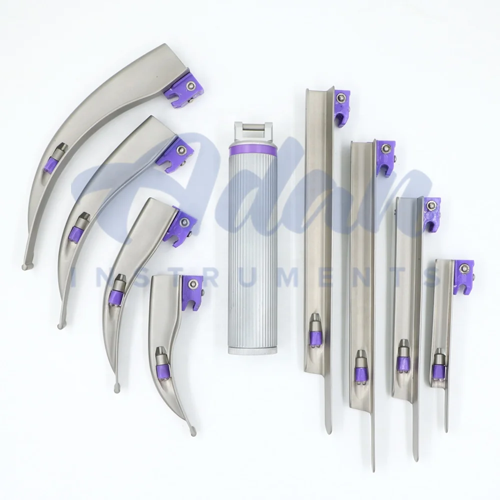 UV Max Double LED Single Use Laryngoscope Set of Macintosh Miller Laryngoscope with Handle by ADAN INSTRUMENTS