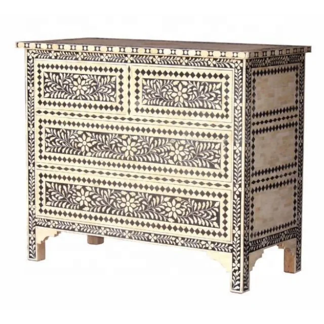 Indian Horn & Bone Inlay Chest of Drawer