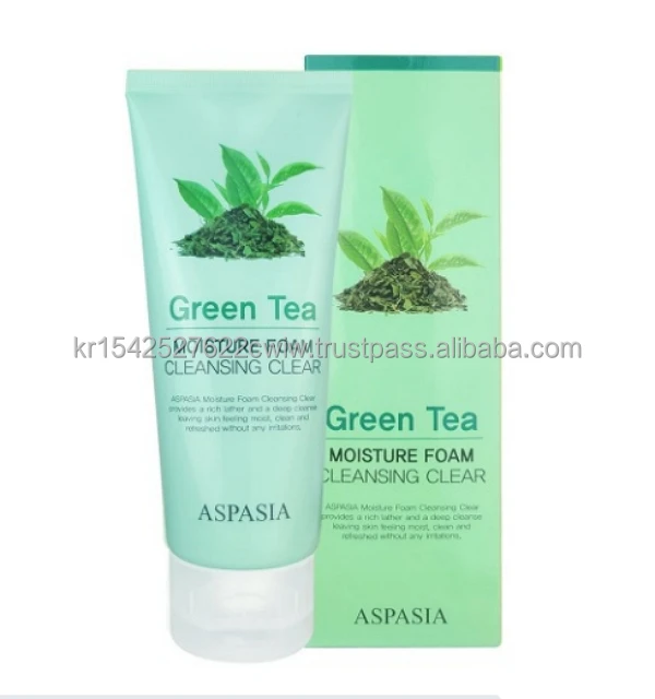 KOREAN COSMETIC Aspasia Green Tea Moisture Foam Cleansing Clear 180ml nourishes tired skin and tones up the skin oily skin