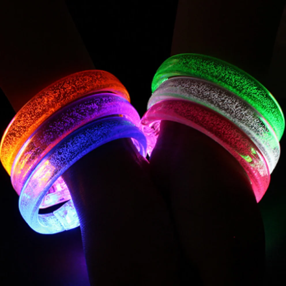 Party favor LED Luminous Bracelet Acrylic Flat Broadband Bubble Light Up Bracelet for Bar Concert Party Decoration Props