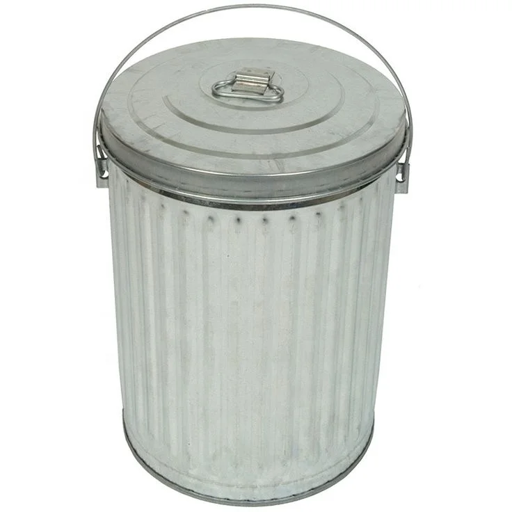 Modern Design Metal Galvanized Trash Bin Handmade Iron Waste Bucket House Hold Cleaning Tools Recycle Bin
