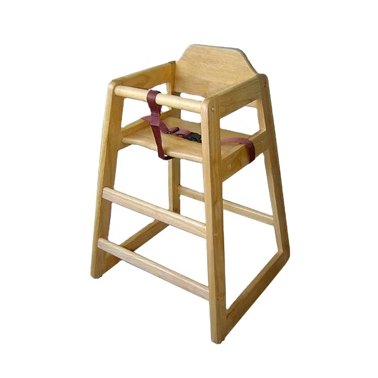 With seat belt wooden high chair baby feeding