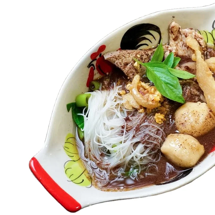 Spicy Taste Boat Instant Noodles Thai Food Ramen Black Soup