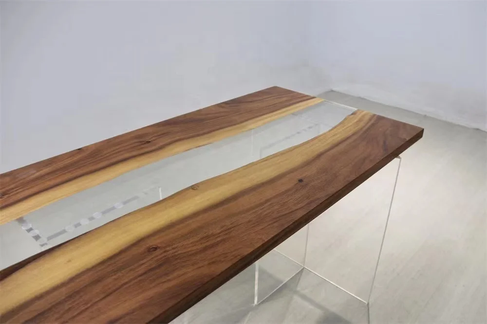 Monkey pod/acacia/ suar wood solid wood dining table modern design coffee table  high quality river table top