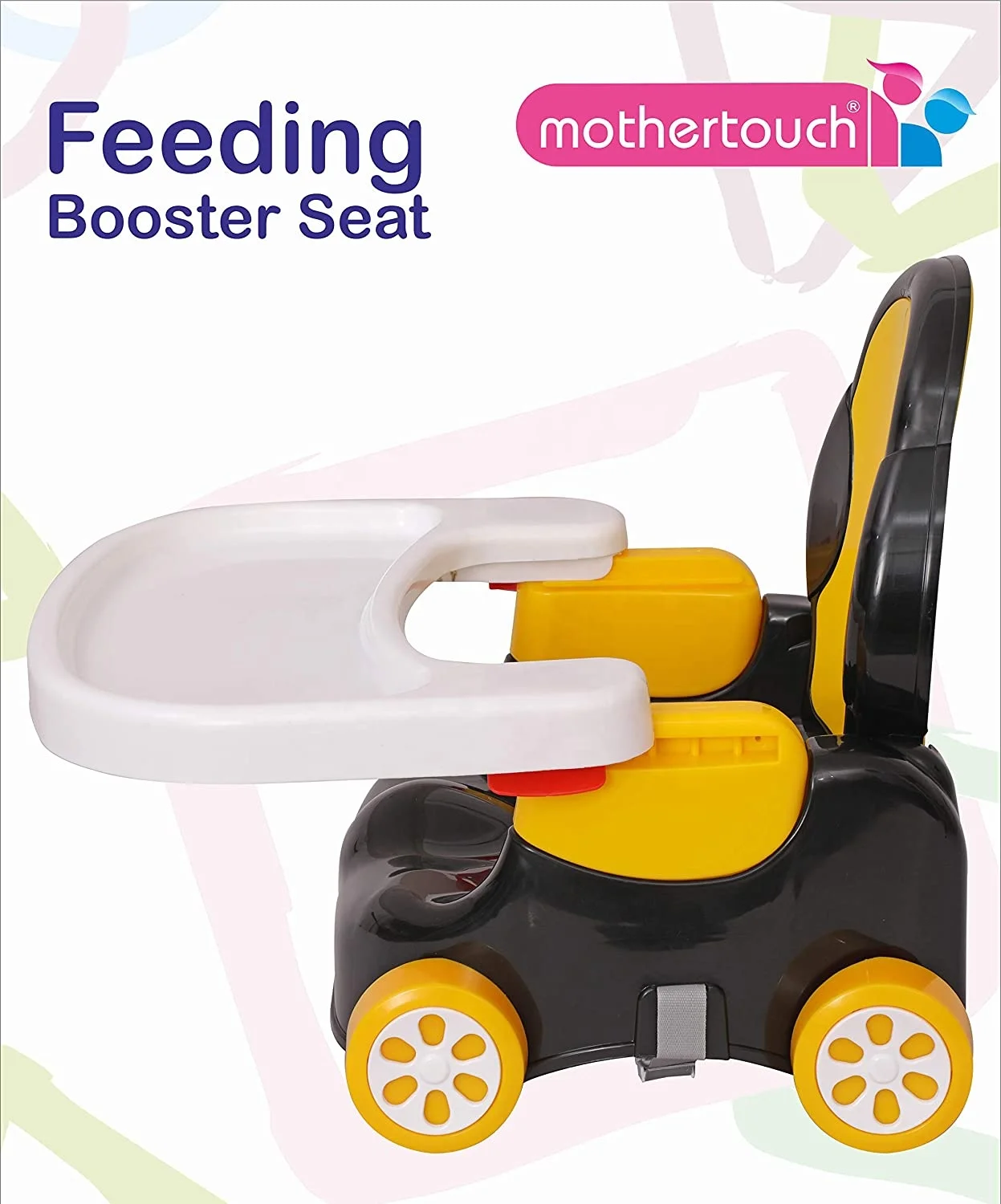Attractive Yellow & Black Kids Toddlers Dining Plastic Travel Baby Feeding Chair With Safety Belt Removable Front Plate Light We