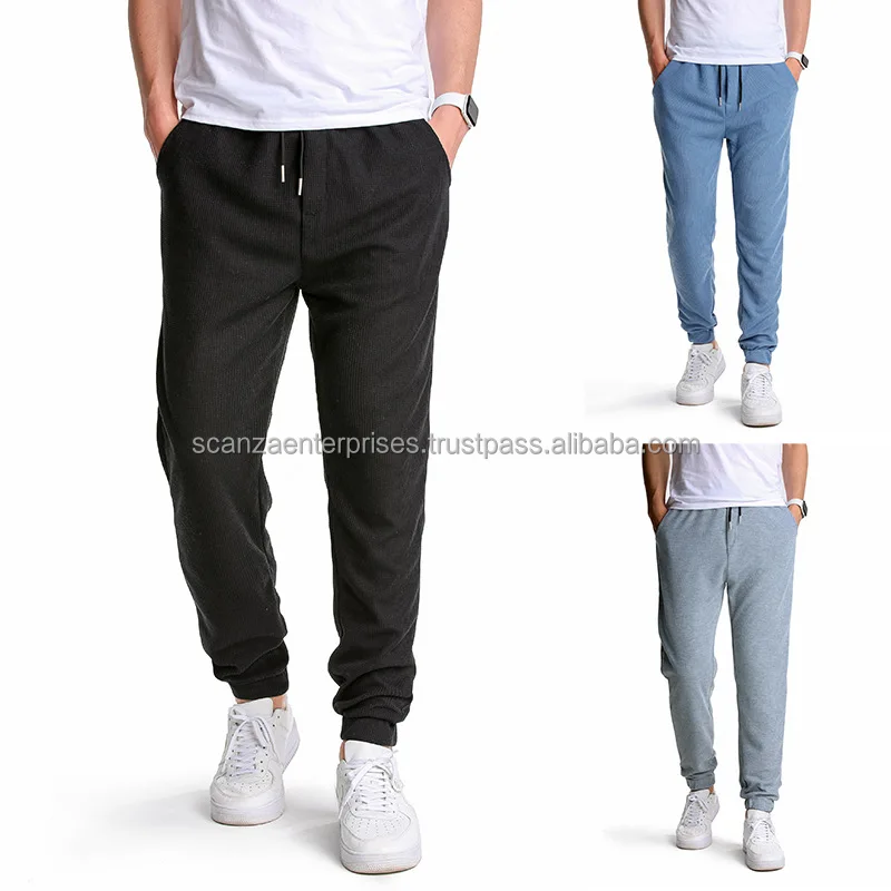 Men Custom Logo Waffle Jogger Pants Men Comfortable Breathable Track Pants
