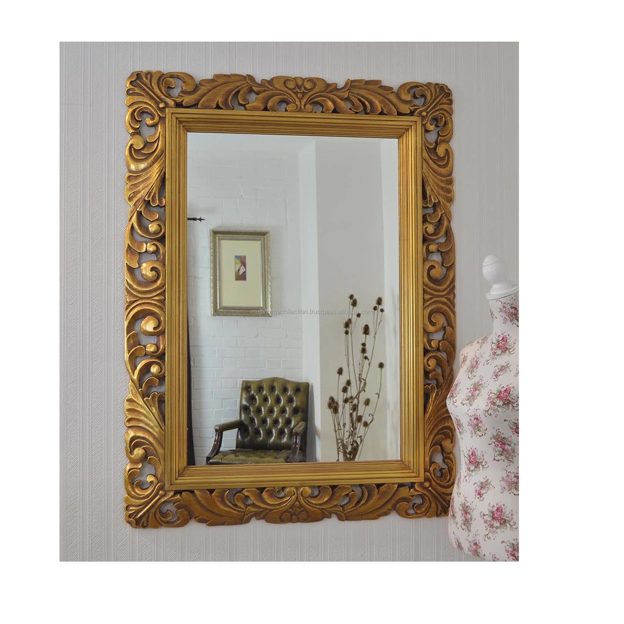 Wholesale Prices Selling Iron Wall Mirror Gold Plated Popular home Decoration Wall Vanity Mirror Bathroom Basin Mirror