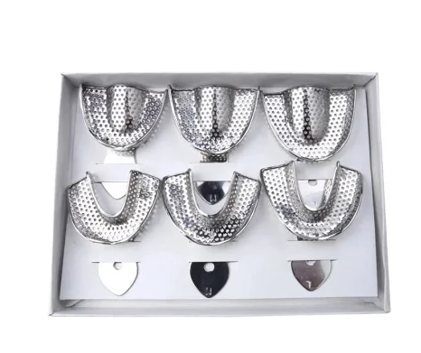 
1 Set Dental Lab Equipment Upper Lower Stainless Steel Impression Trays Autoclavable Teeth Tray Teeth Holder Dentist Tools 