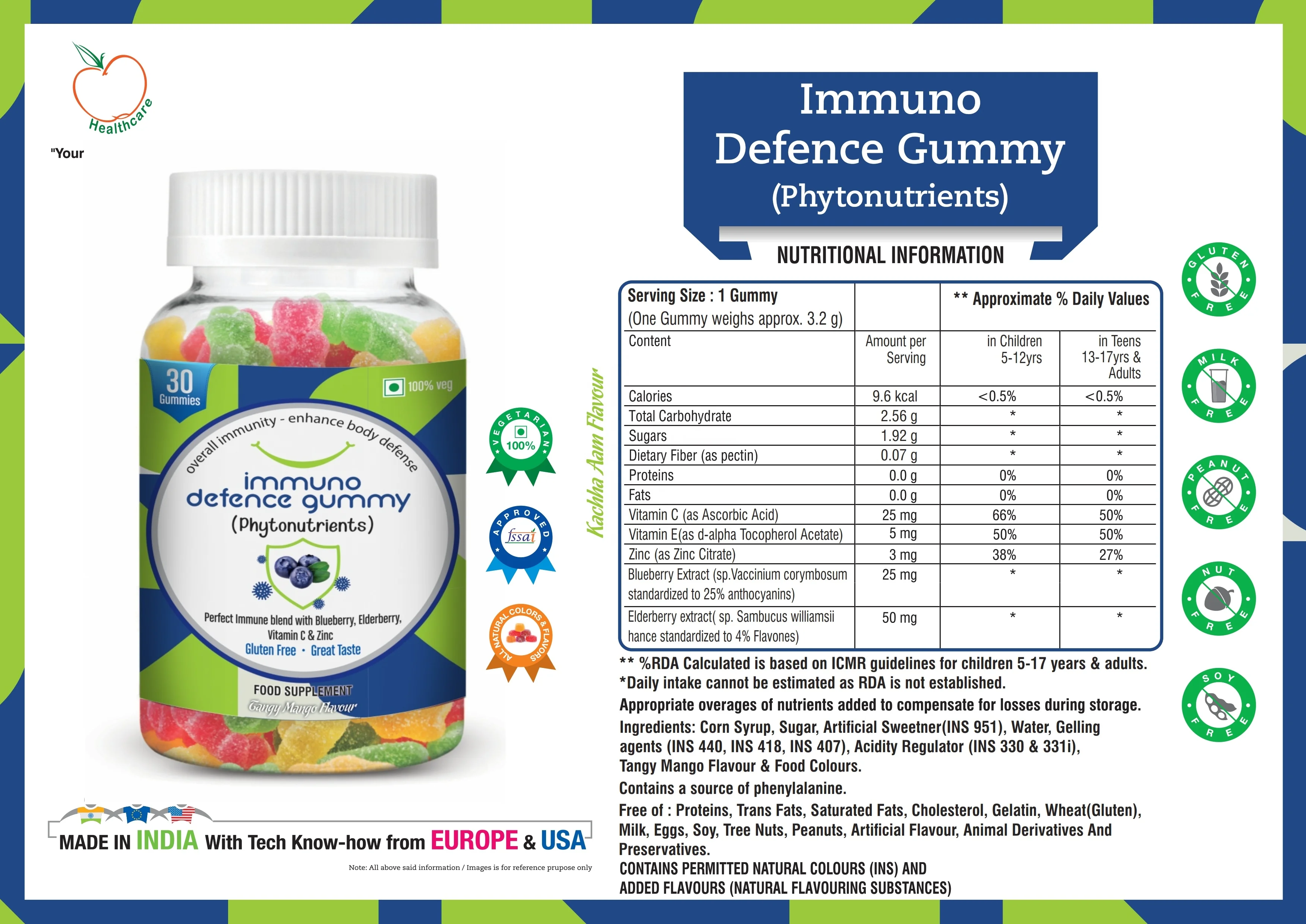 
Immune system booster enhancer vitamin gummy candies multivitamin vitamin c vitamin e blueberry extract 