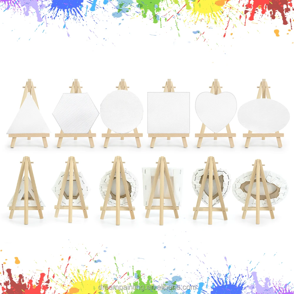 Mini Canvas Easel Kit for Oil Painting Acrylic Stretched Canvas Print Wooden Easel Stand