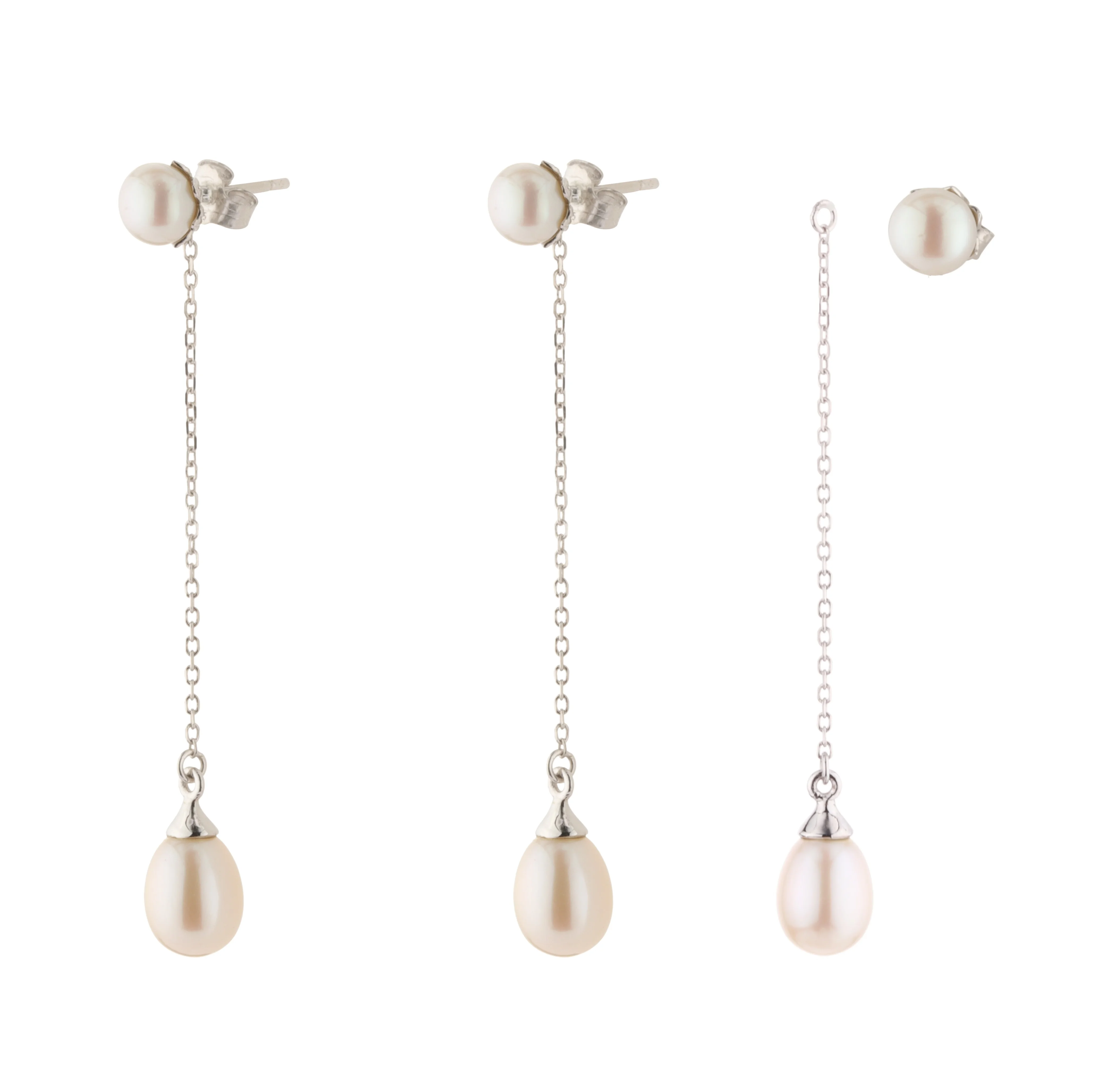 Bespoke Customization 925 Sterling Silver Jewelry sets cultured white pear freshwater pearl necklace earrings set Bridal Jewelry