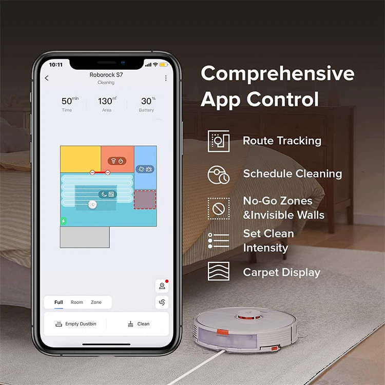 Roborock S7+ Smart Home Clean Dust 2500pa App Control Laser Floor Cleaning Robot Automatic Mop And Sweep Robot Vacuum Cleaner