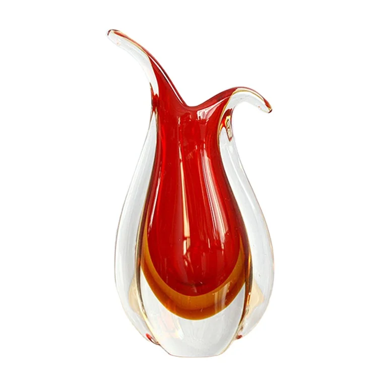 Red custom design wholesale blown glass flower vase