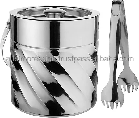 bigger champagne ice bucket steel hammer design good material  with custom handle stand ice bucket for Parties Ice Buckets 2024