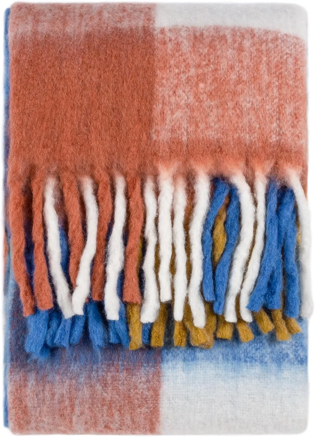 Custom Multicolor Plush Fuzzy Super Soft Mohair Wool Blanket Reversible Sherpa Fleece Blanket