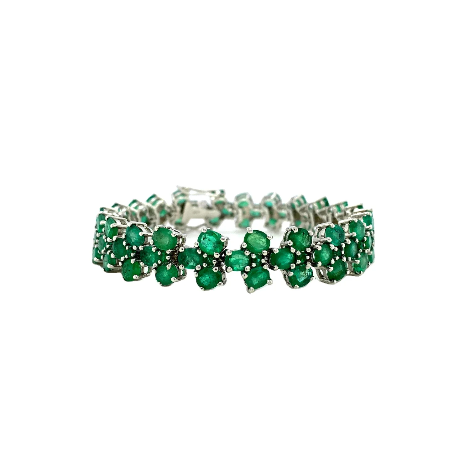 Natural Emerald Gemstone  925 Sterling Silver Handmade Bracelets Jewelry