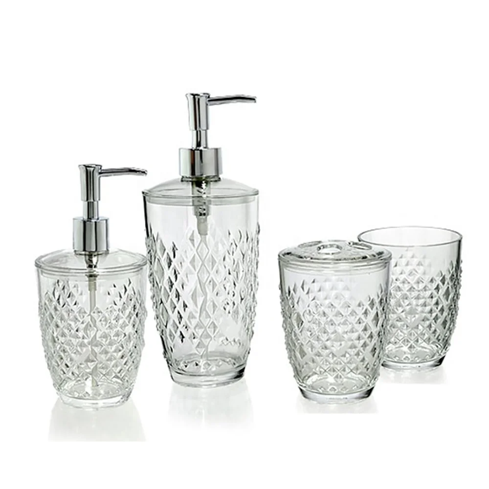 4pcs Plastic AS Transparent Acrylic Bathroom set