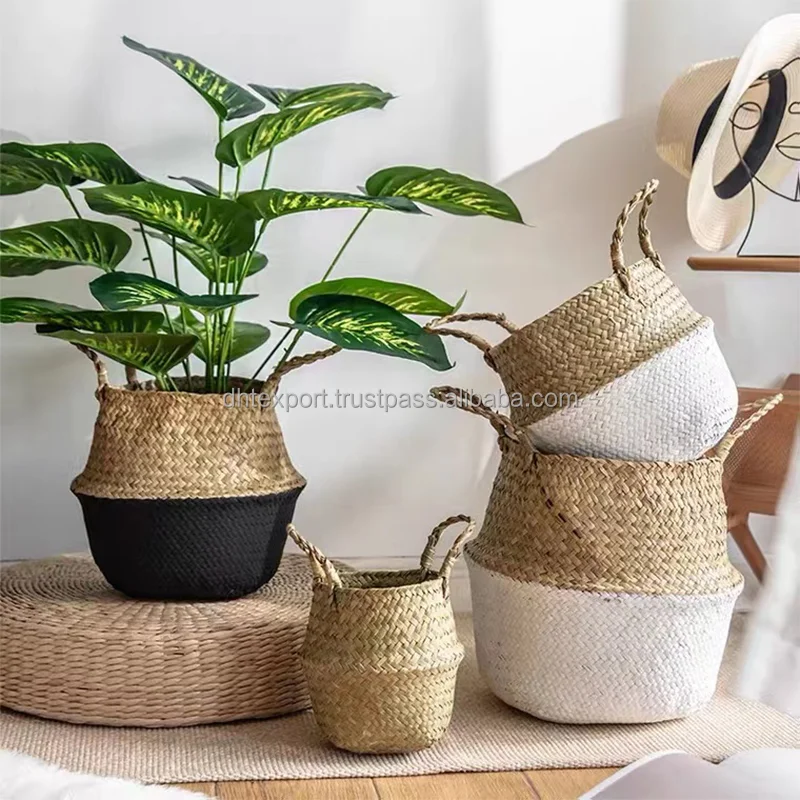 2022 Best Selling Woven Rattan Seagrass Basket Storage Box Foldable Storage Basket Dht Handicraft Manufacture Vietnam
