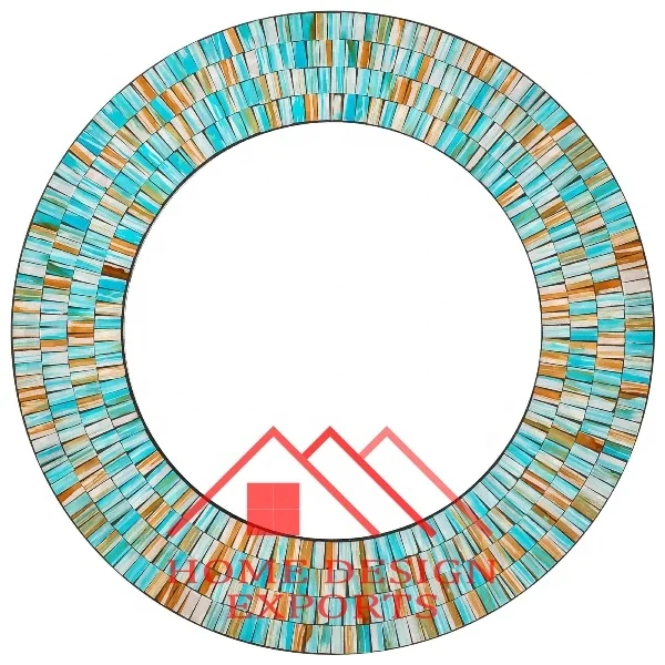 Table Wedding Decor Accept Round Sunburst Mosaic Wall Mirror Frame for Home Hotels & Restaurants