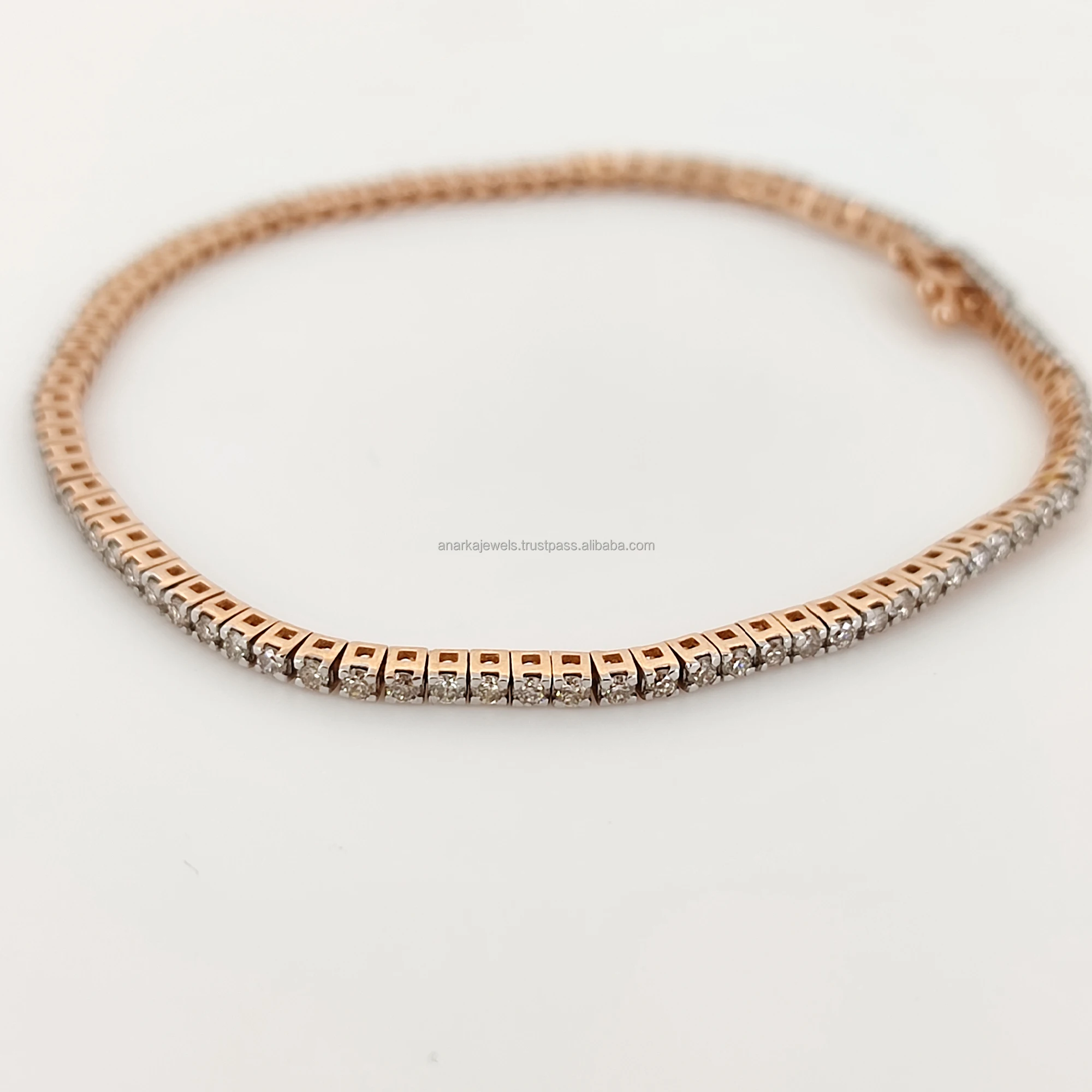 14K Rose Gold Fashion Diamond Tennis Bracelet Jewelry