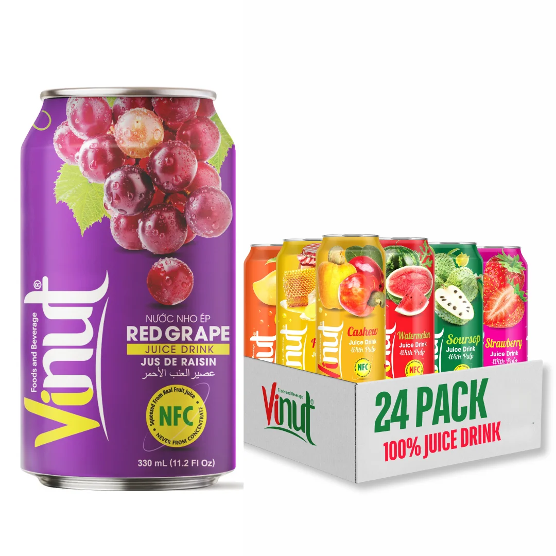 Red Grape Juice VINUT 330ml Sugar-Free Refreshing Beverage Vietnam Factory Price Private Label Free Sample