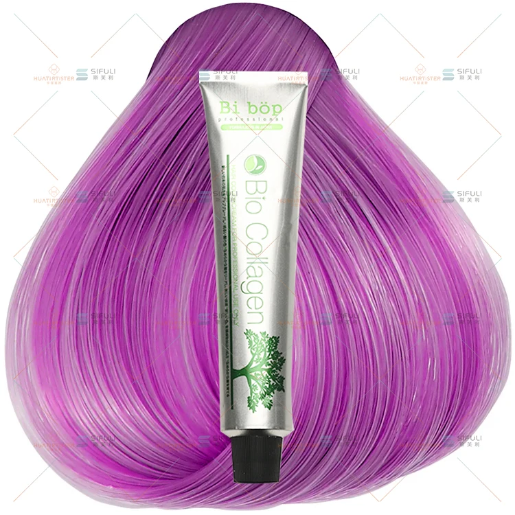 Huati Sifuli bibop 100ml Ammonia free Hair blue blond Dye purple pink silver red color cream Professional Salon Use Permanent