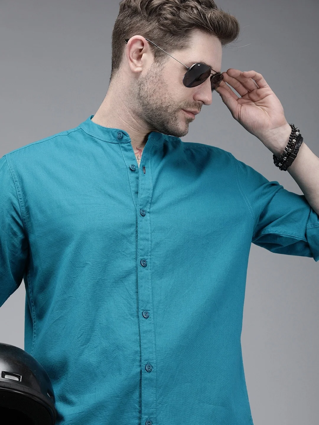 Мужские повседневные рубашки из 100% хлопка с длинным рукавом и пуговицами от производителя