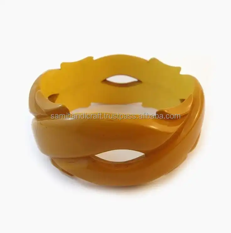 Cool Mint yellow  and amber Iridescent Resin Bangle Bracelet Statement Jewelry