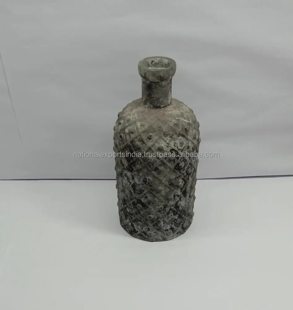 fashion modern handblown purple blue color flared glass vase with irregular bubble